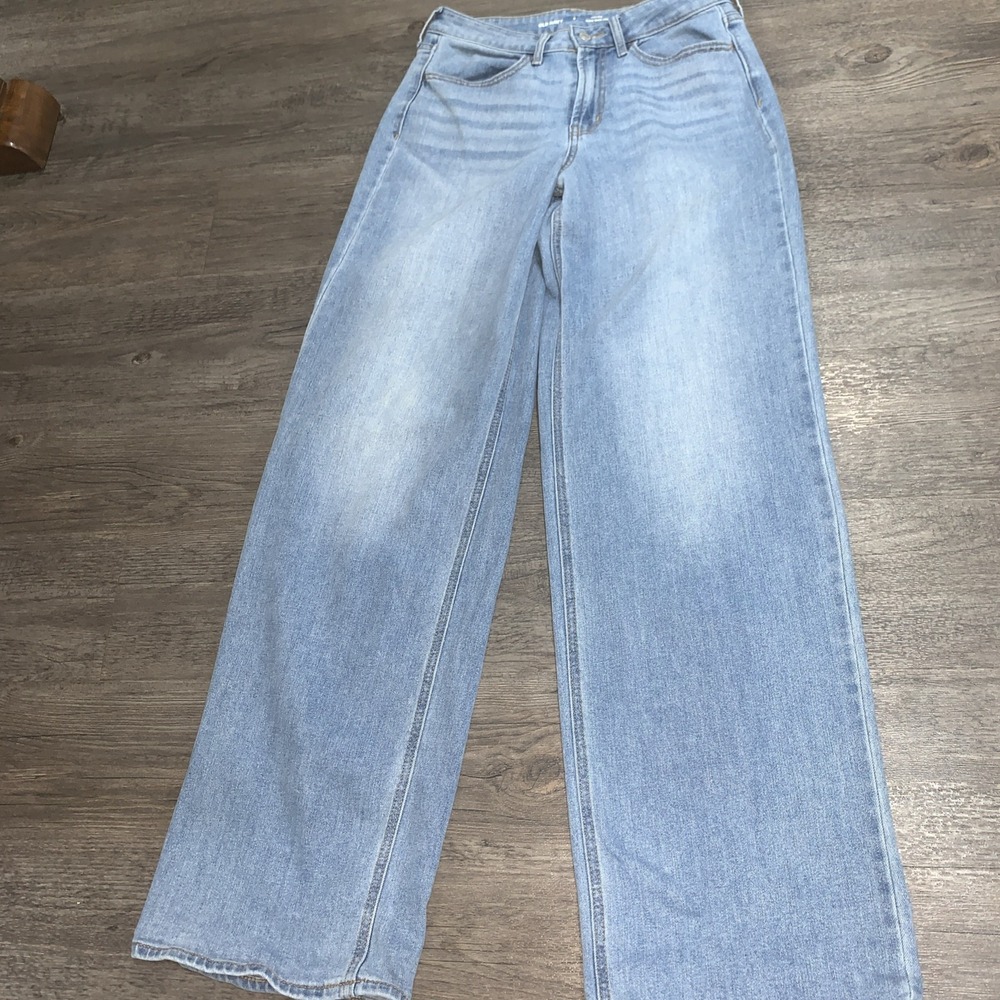 Old Navy high rise wow wide leg jeans women's 6 W L blue medium wash denim